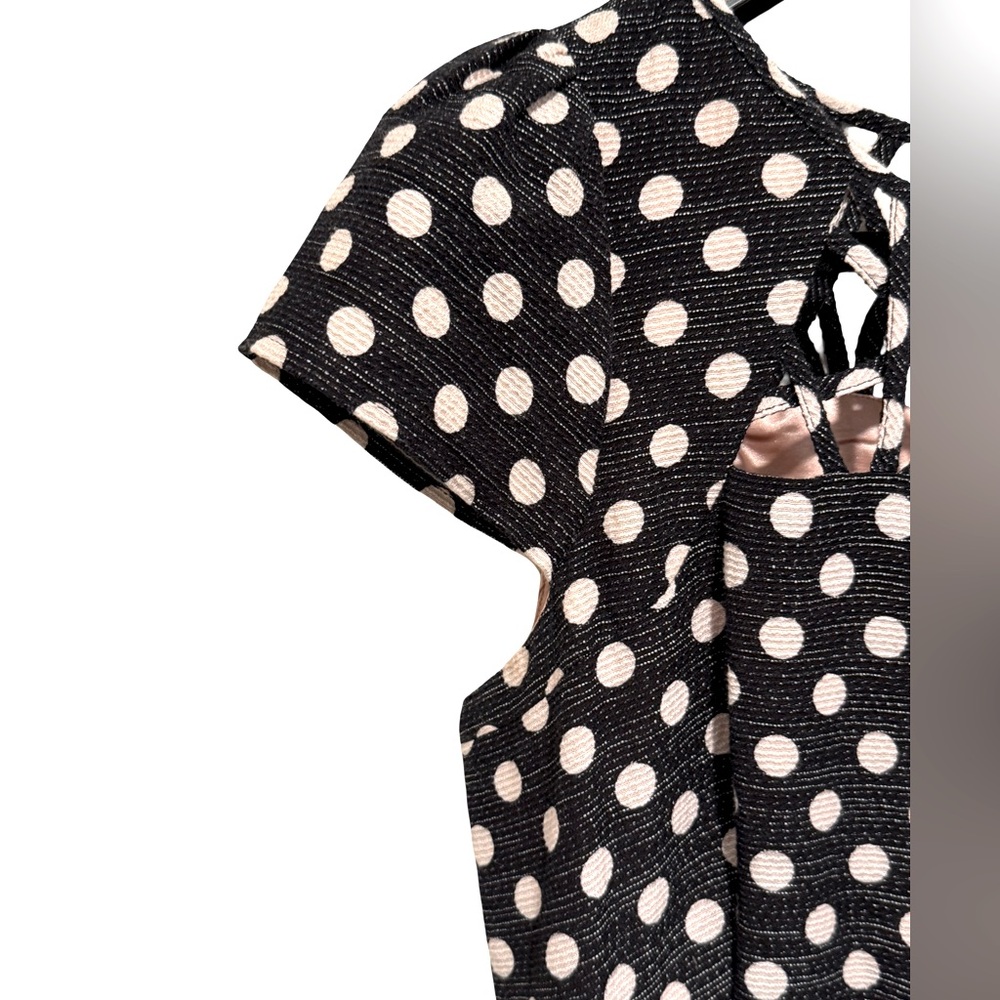 Anthropologie Maeve EUC Sz 4 Black & White Polka Dots Fit & Flare Dress (0535) - Picture 6 of 13